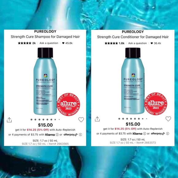 Pureology—Strength Cure Shampoo & Conditioner Sample Set (50mL ea) *New* - Picture 2 of 7